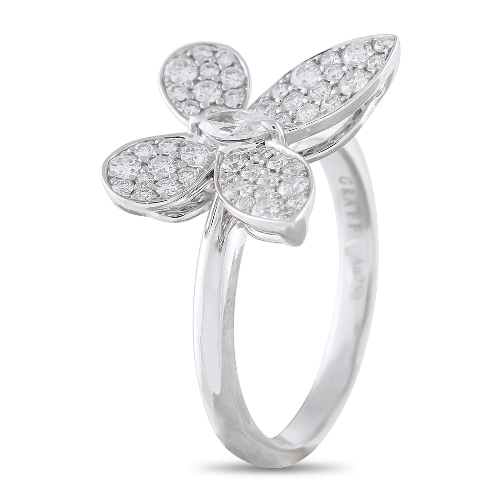 Graff 18K White Gold 0.55ct Diamond Pavé Butterfly Ring