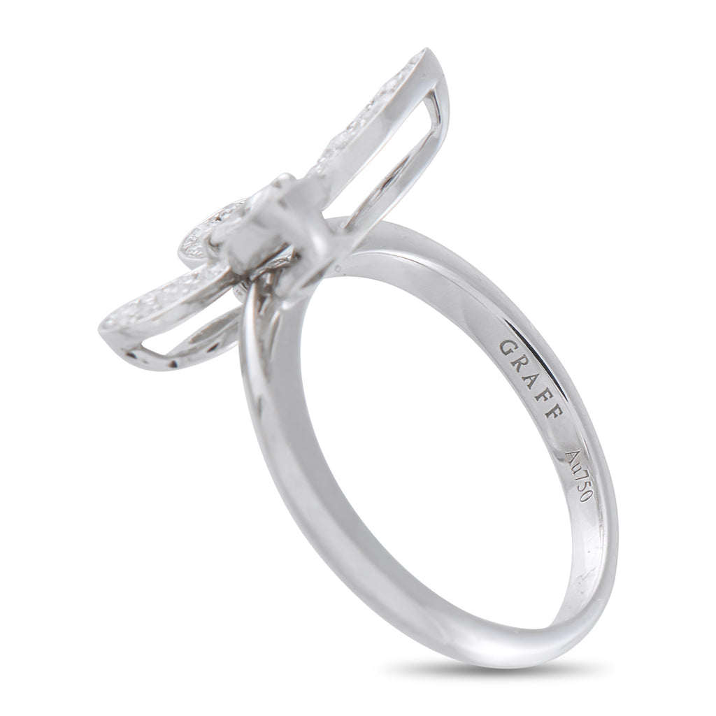 GRAFF 18K White Gold 0.55ct Diamond Pavé Butterfly Ring