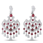 Graff 18K White Gold 10.07ct Diamond and Ruby Chandelier Earrings