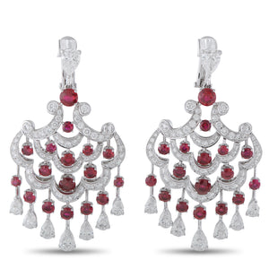 Graff 18K White Gold 10.07ct Diamond and Ruby Chandelier Earrings MSRP $150k