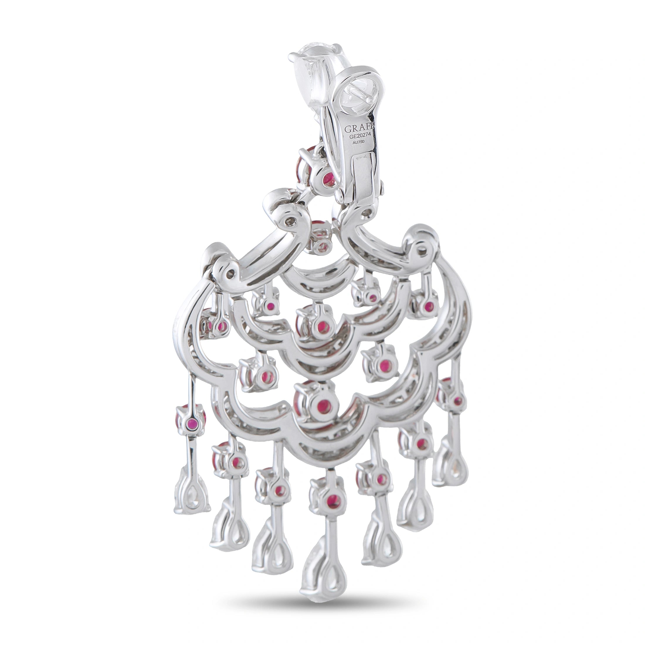 Graff 18K White Gold 10.07ct Diamond and Ruby Chandelier Earrings MSRP $150k