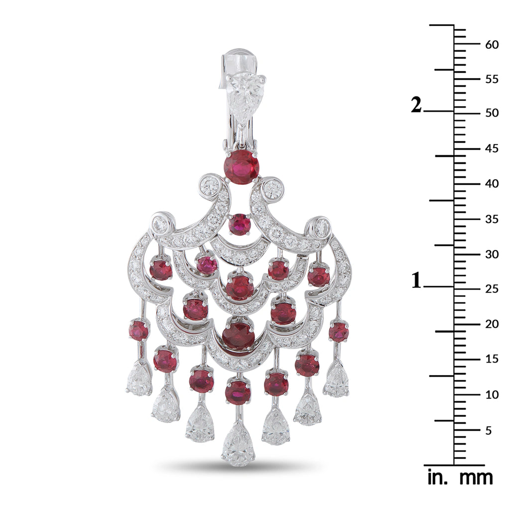 Graff 18K White Gold 10.07ct Diamond and Ruby Chandelier Earrings MSRP $150k