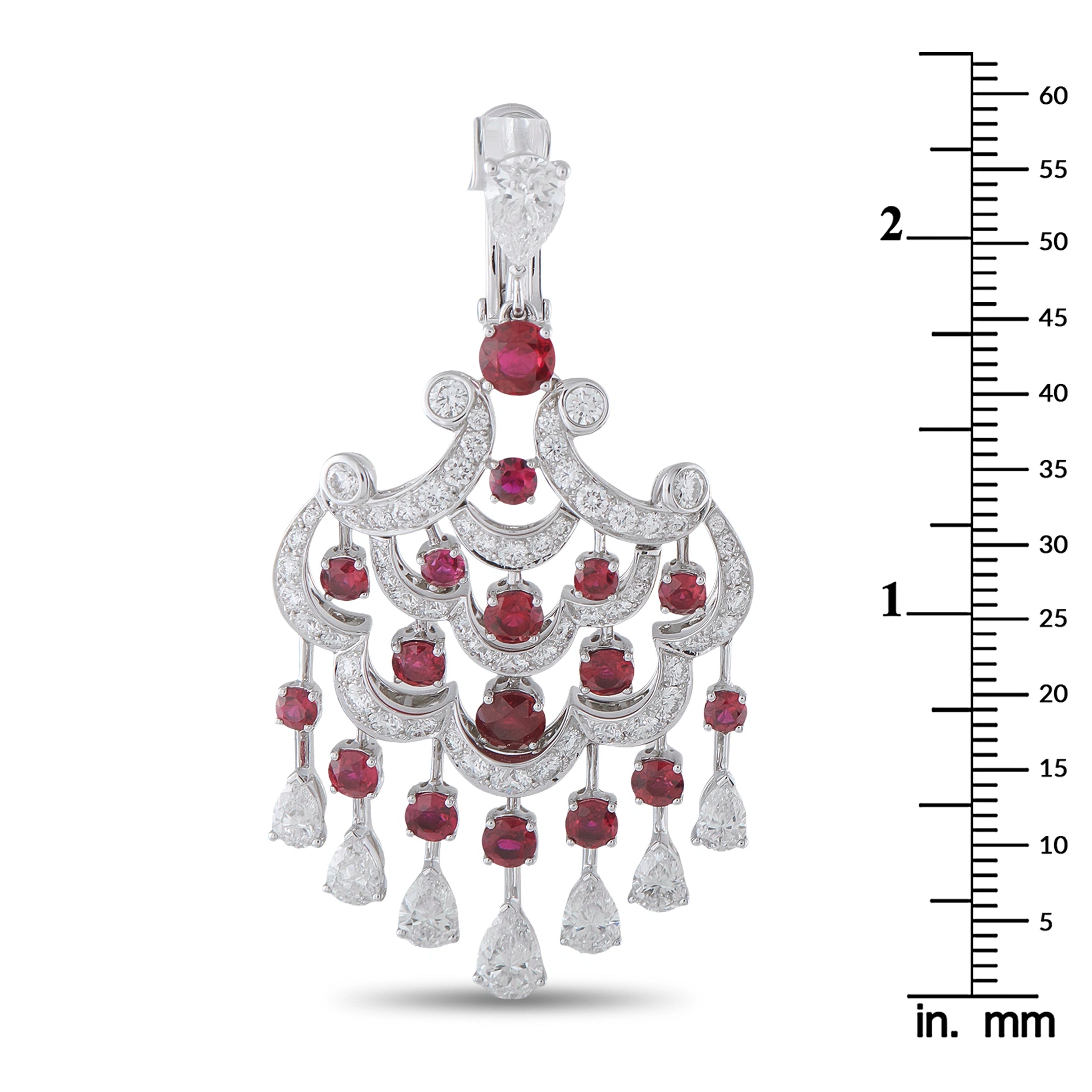 Graff 18K White Gold 10.07ct Diamond and Ruby Chandelier Earrings MSRP $150k