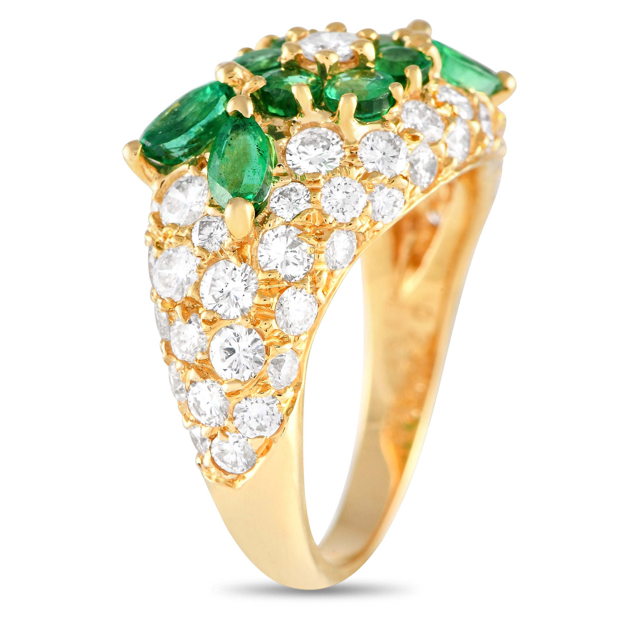 Graff 18K Yellow Gold 2.26ct Diamond and Emerald Ring