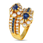 Graff18K Yellow Gold 0.75ct Diamond and Sapphire Ring