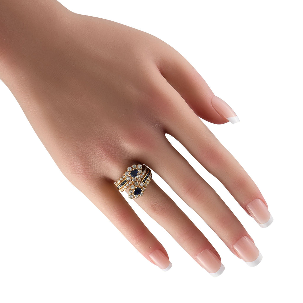 Graff18K Yellow Gold 0.75ct Diamond and Sapphire Ring