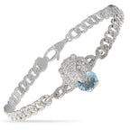 GUCCI 18K White Gold Diamond and Aquamarine Lion Bracelet