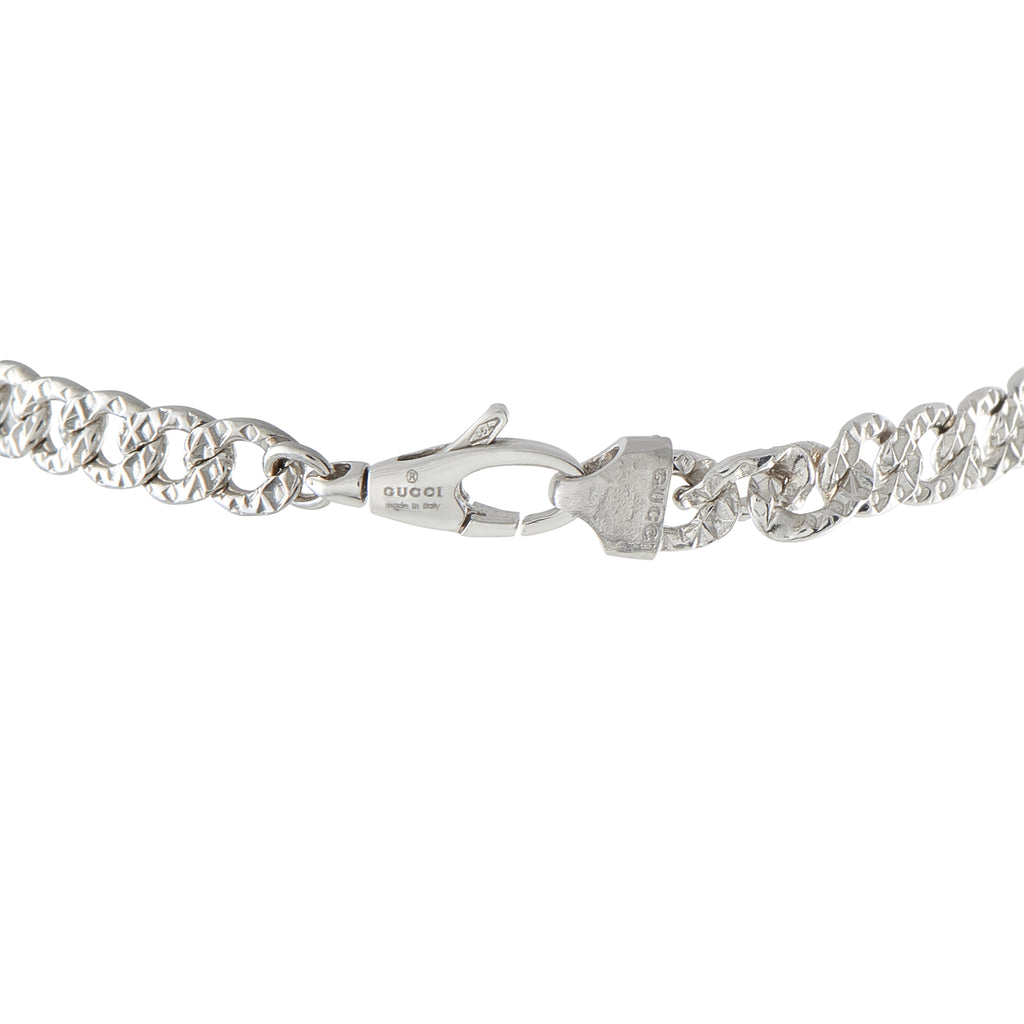 Gucci 18K White Gold Diamond and Aquamarine Lion Bracelet