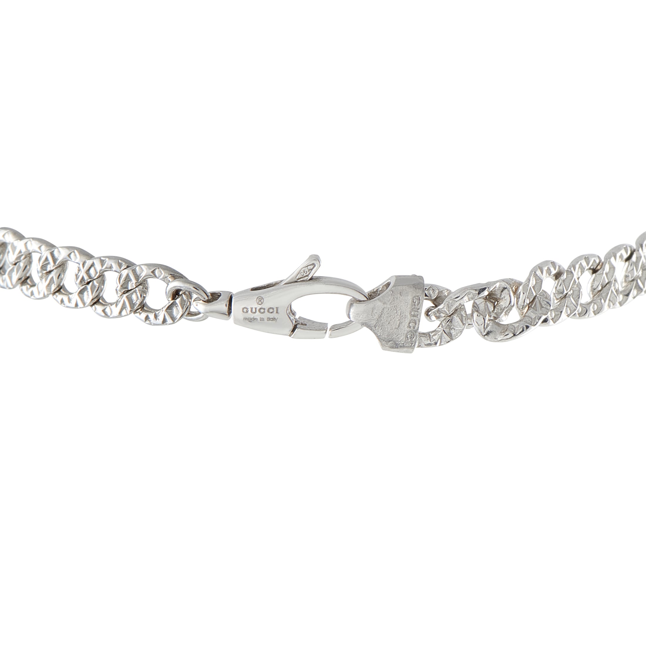 Gucci 18K White Gold Diamond and Aquamarine Lion Bracelet