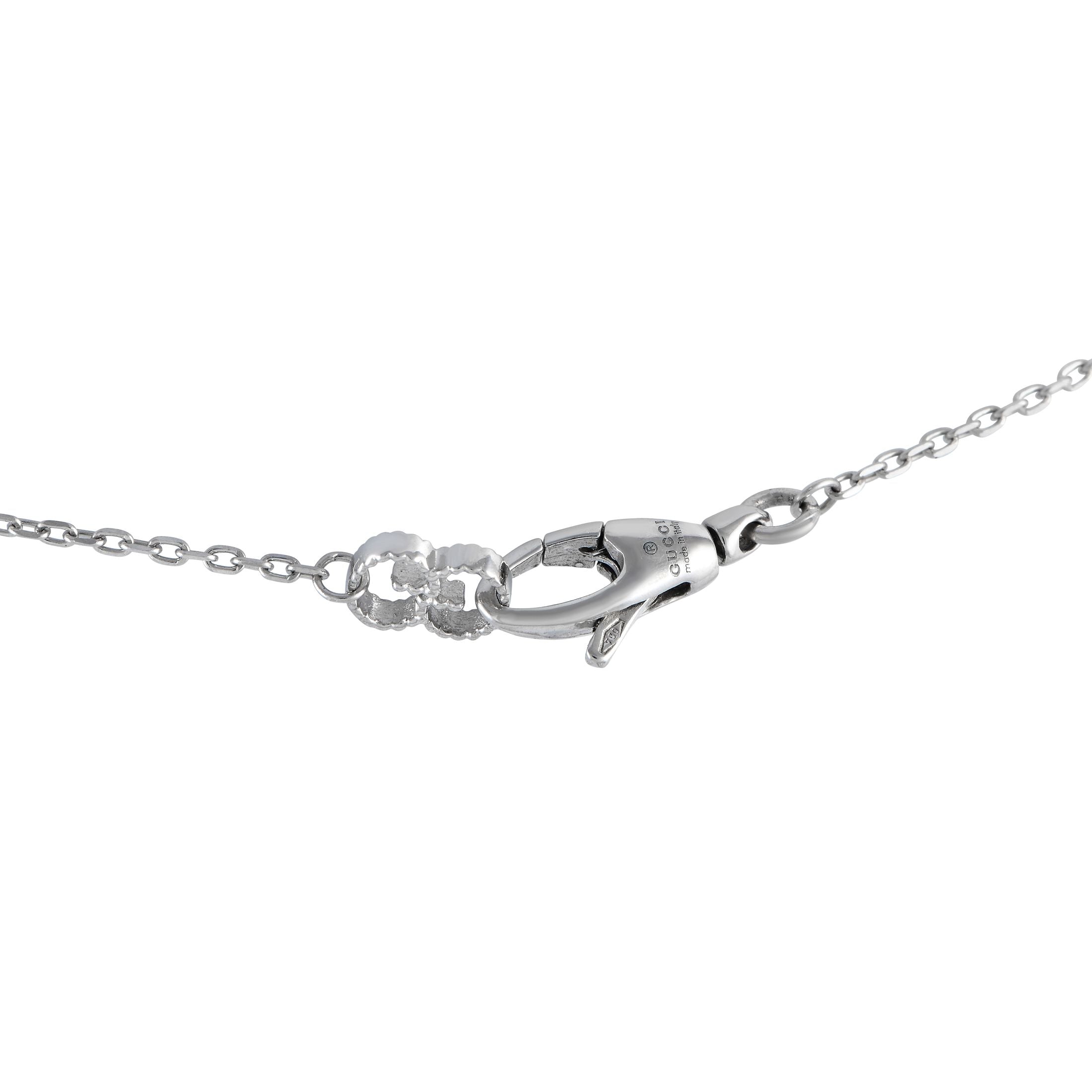 GucciBlind for Love 18K White Gold 0.45ct Diamond Script Necklace