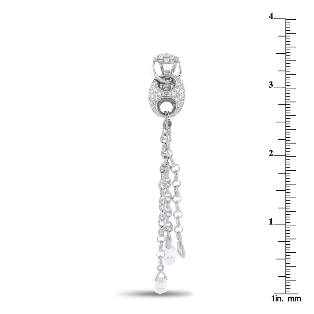 GUCCI Horsebit 18K White Gold 1.20ct Diamond and White Topaz Earrings