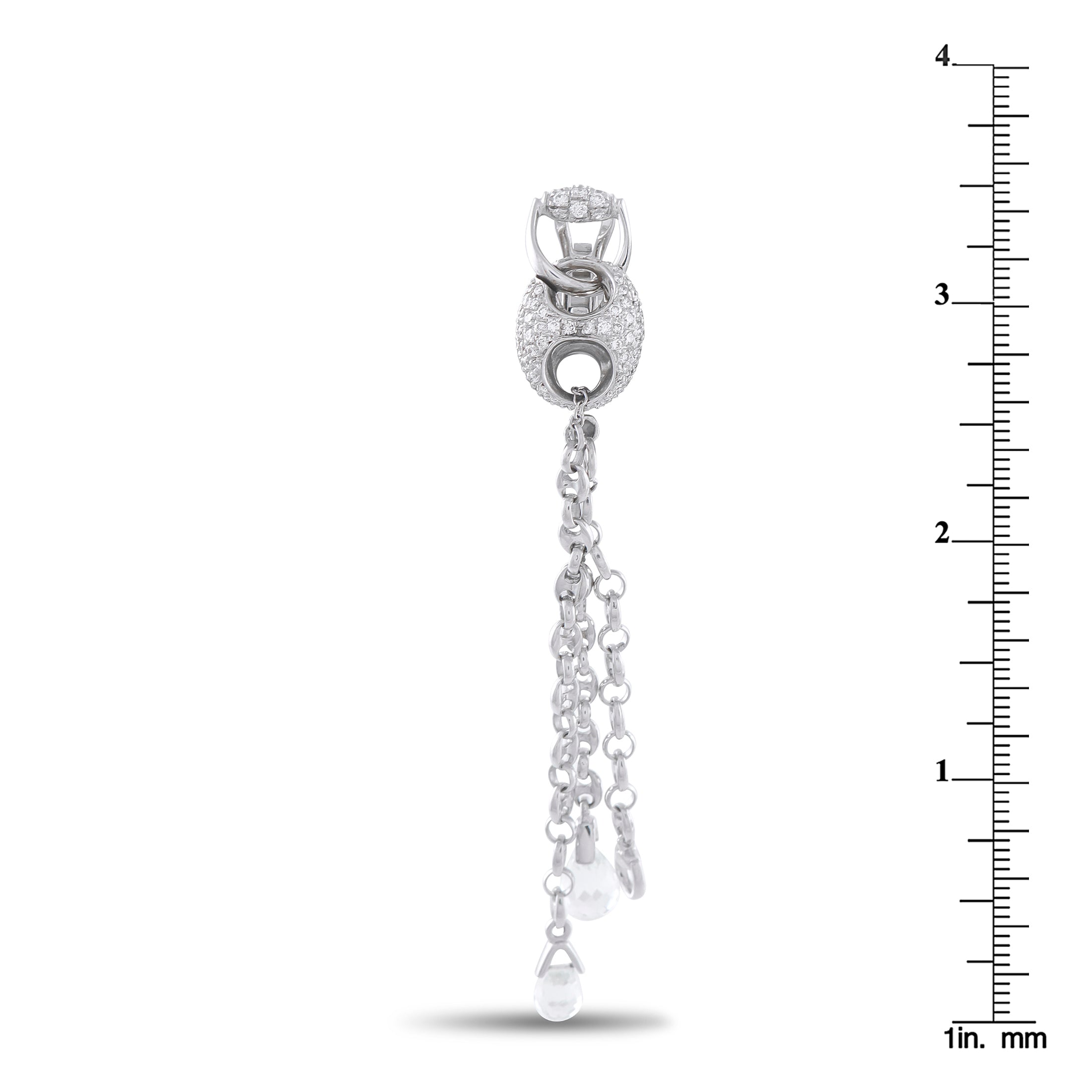 GUCCI Horsebit 18K White Gold 1.20ct Diamond and White Topaz Earrings