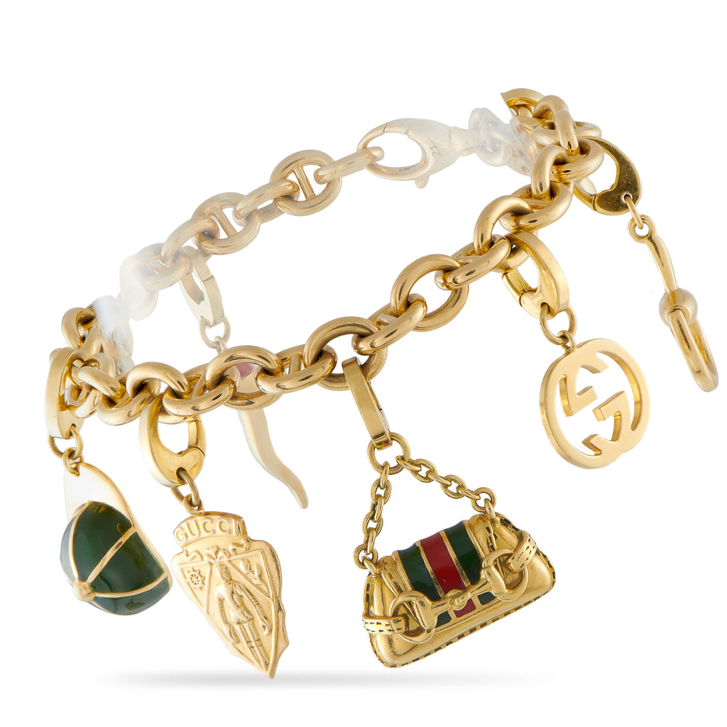 GUCCI Vintage 18K Yellow Gold Charm Bracelet