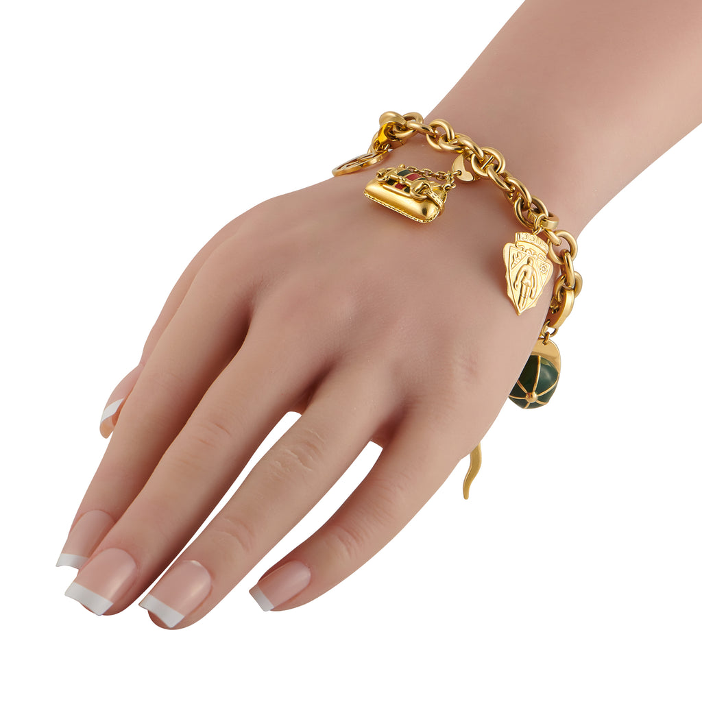 Gucci Vintage 18K Yellow Gold Charm Bracelet