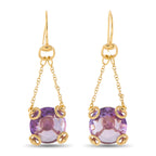 GUCCI Horsebit 18K Yellow Gold Purple Gemstone Dangle Earrings