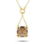 GUCCI Horsebit 18K Yellow Gold Smoky Quartz Necklace
