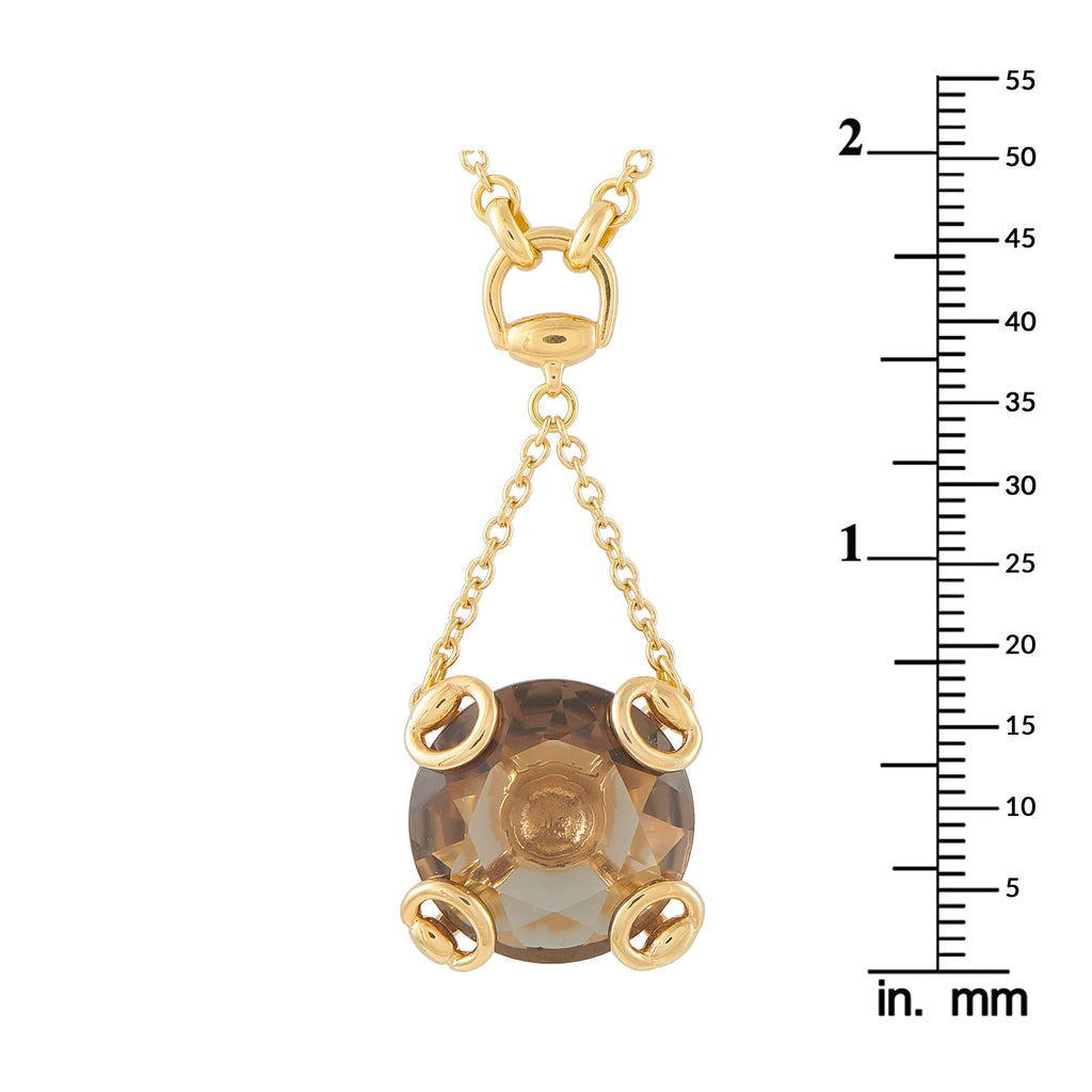 Gucci Horsebit 18K Yellow Gold Smoky Quartz Necklace