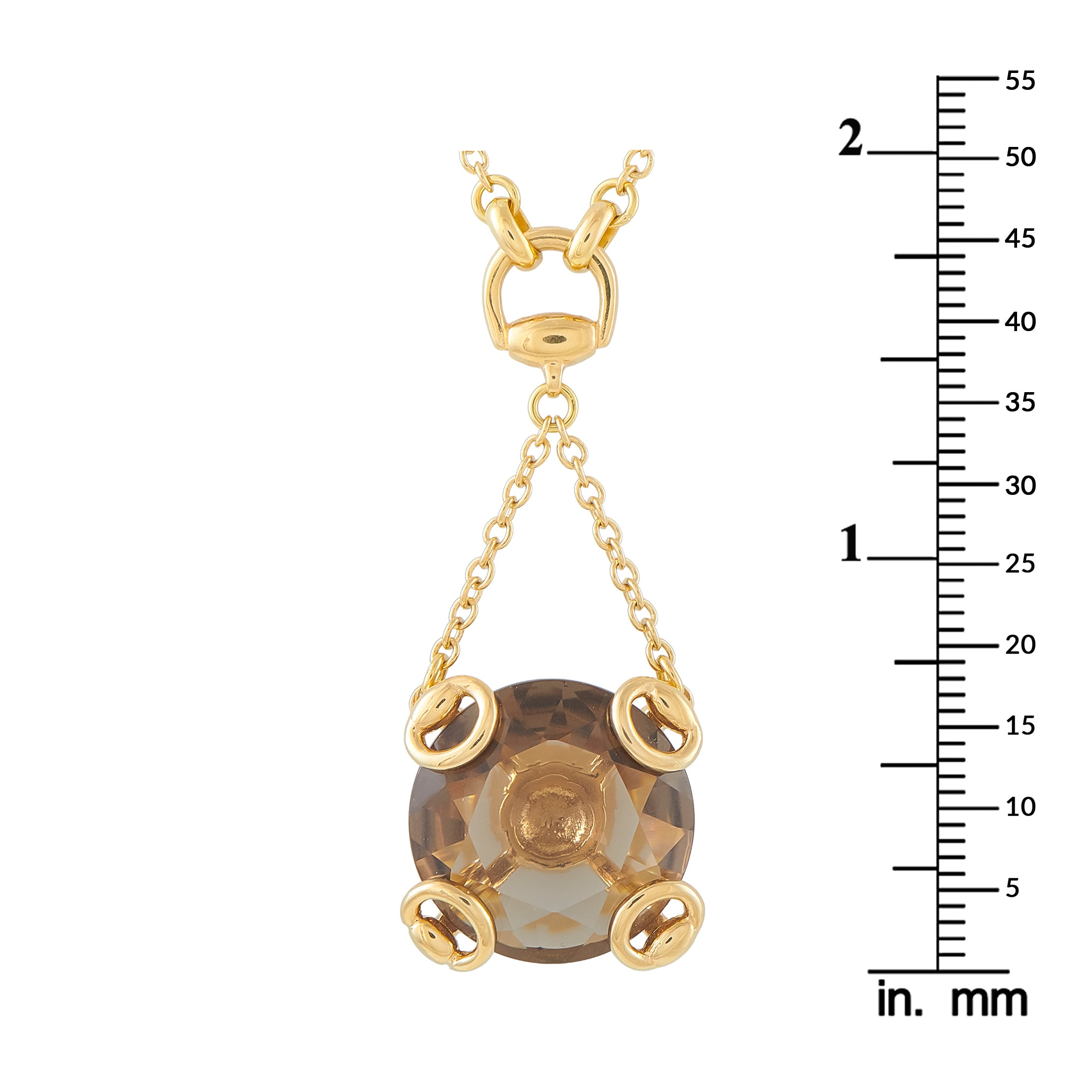 Gucci Horsebit 18K Yellow Gold Smoky Quartz Necklace