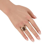 Gucci Horsebit 18K Yellow Gold Smoky Quartz Ring