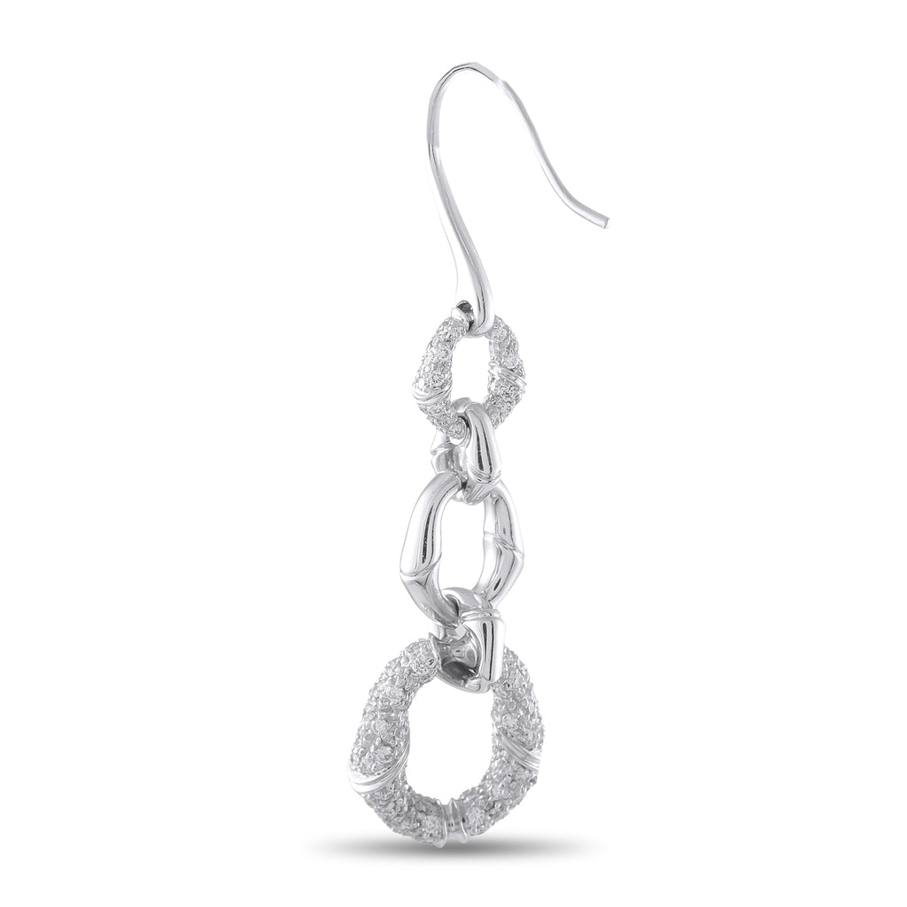 Gucci Bamboo 18K White Gold 2.0ct Diamond Dangle Earrings