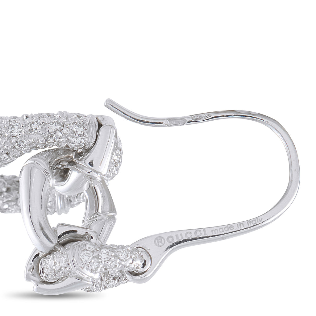 Gucci Bamboo 18K White Gold 2.0ct Diamond Dangle Earrings