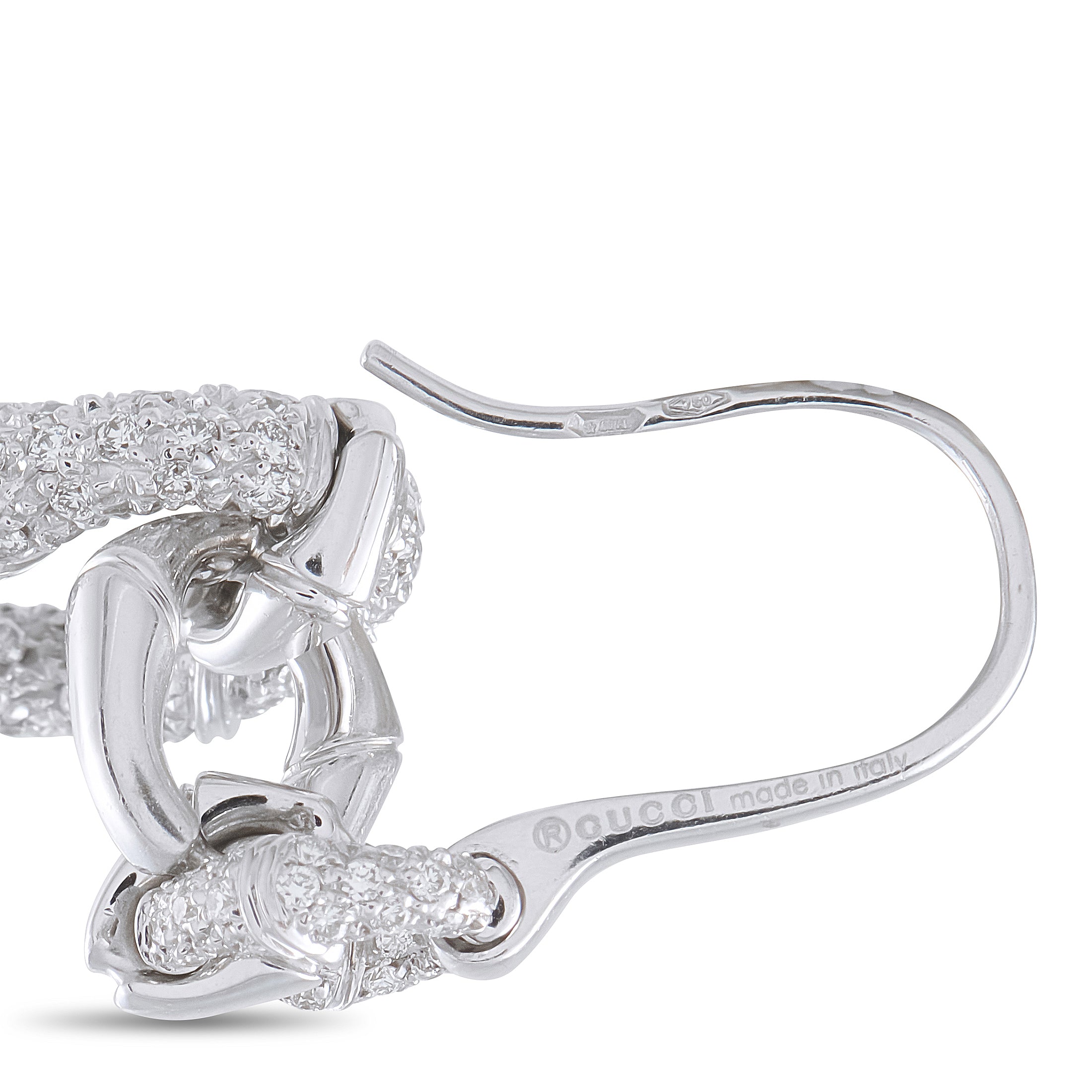 Gucci Bamboo 18K White Gold 2.0ct Diamond Dangle Earrings
