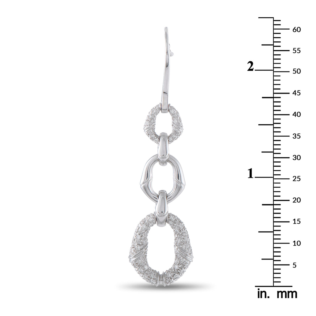 Gucci Bamboo 18K White Gold 2.0ct Diamond Dangle Earrings