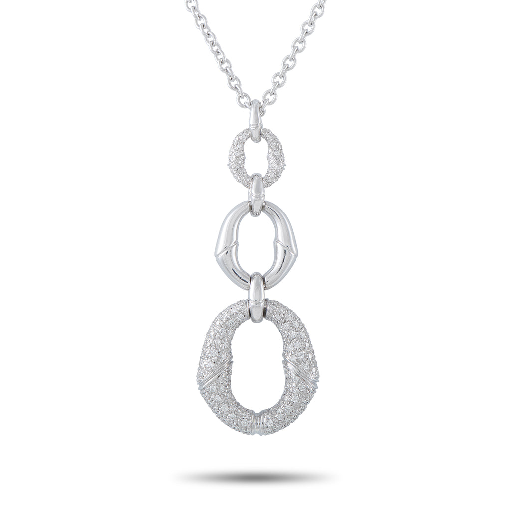 GUCCI Bamboo 18K White Gold 1.80ct Diamond Pendant
