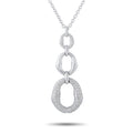 18K white gold diamond pendant with three linked oval hoops and pavé detailing