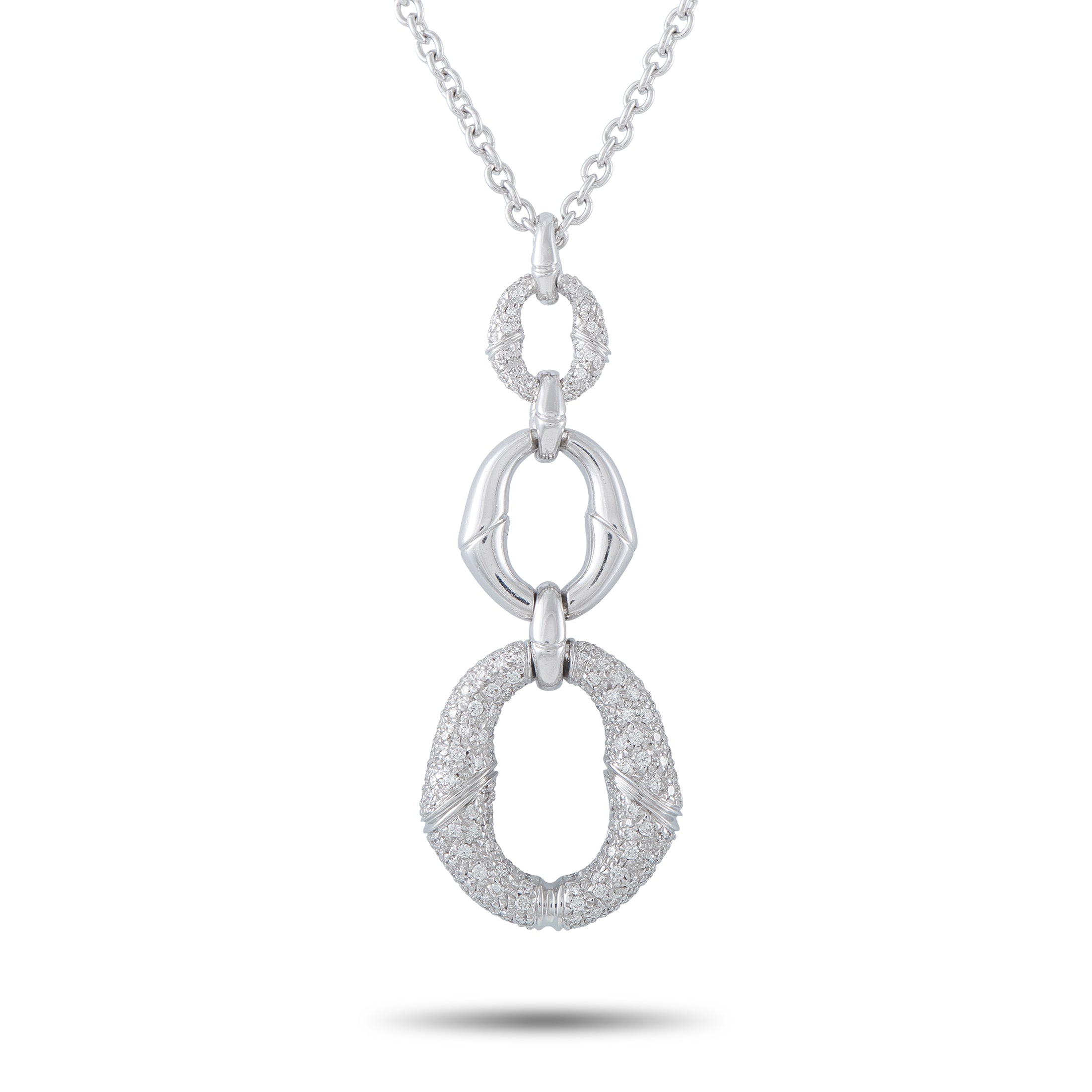 GUCCI Bamboo 18K White Gold 1.80ct Diamond Pendant