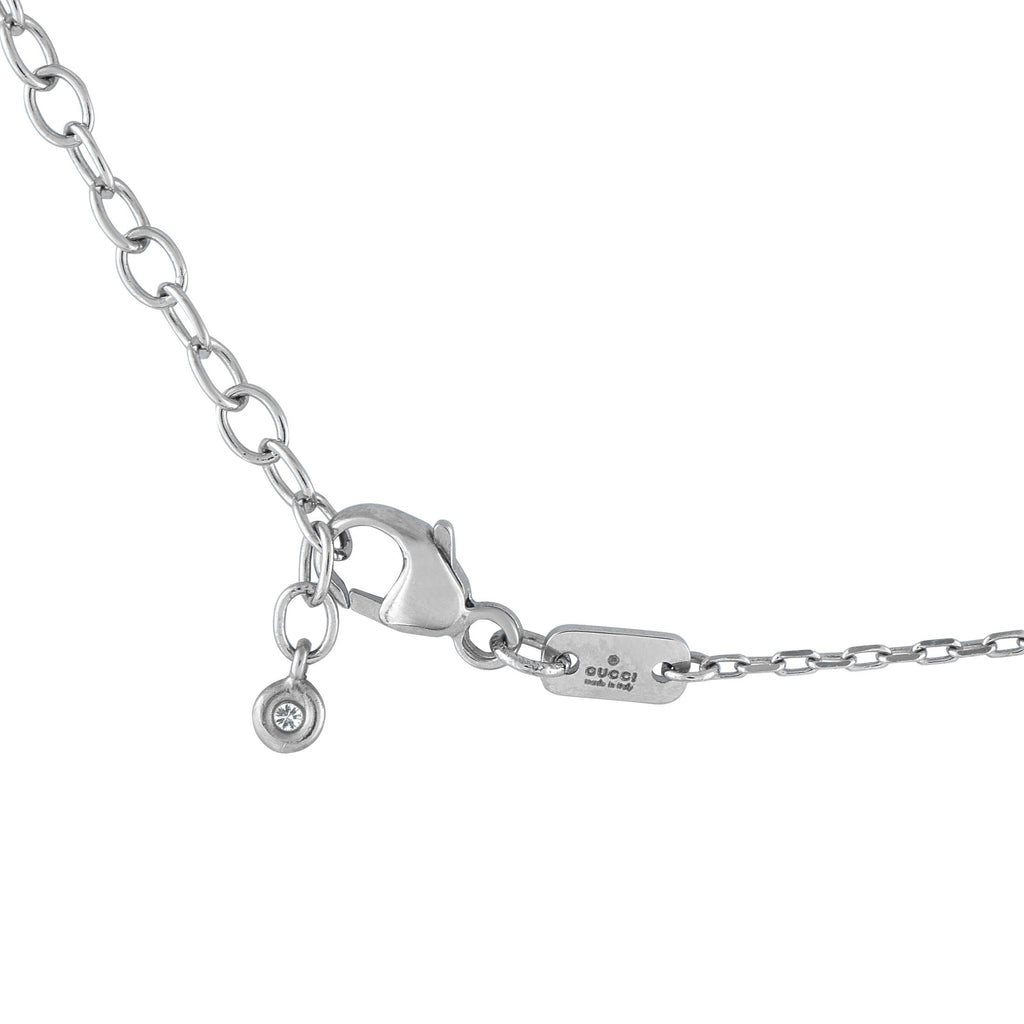 GucciDouble G 18K White Gold 0.35ct Diamond Station Necklace