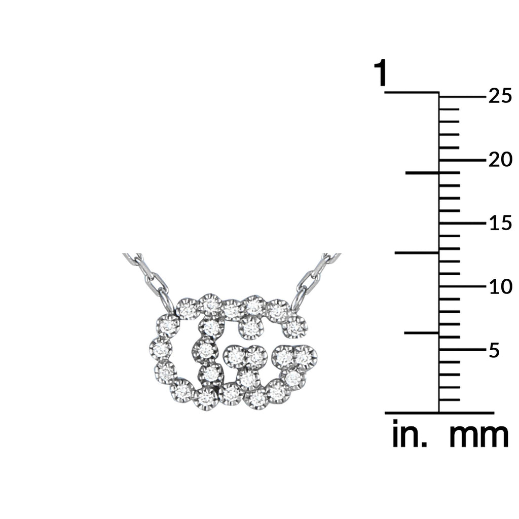 GucciDouble G 18K White Gold 0.35ct Diamond Station Necklace