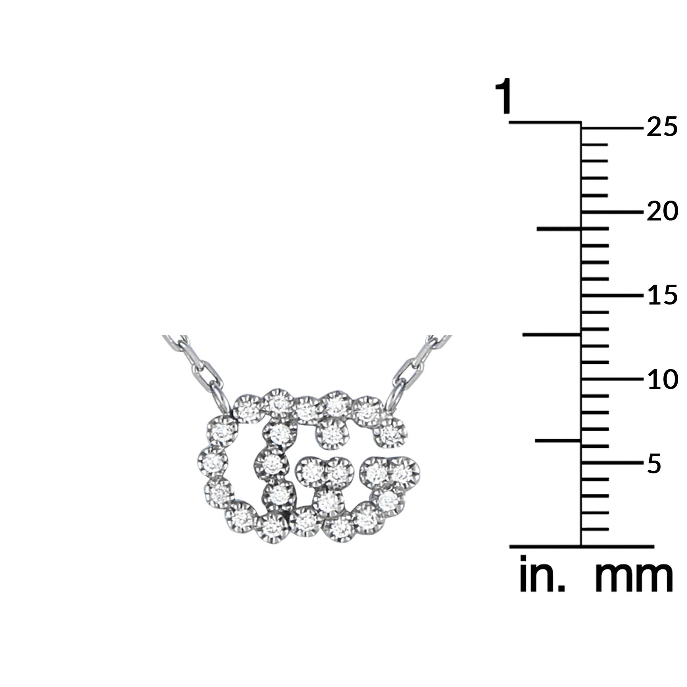 GucciDouble G 18K White Gold 0.35ct Diamond Station Necklace