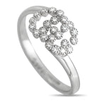 Gucci Double G 18K White Gold Diamond Ring