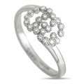 Gucci Double G 18K white gold diamond ring with double G motif