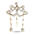 Gustav Dahlgren 18K Rose Gold and Silver 1.10ct Diamond and Pearl Pendant