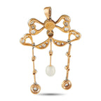 Gustav Dahlgren 18K Rose Gold and Silver 1.10ct Diamond and Pearl Pendant