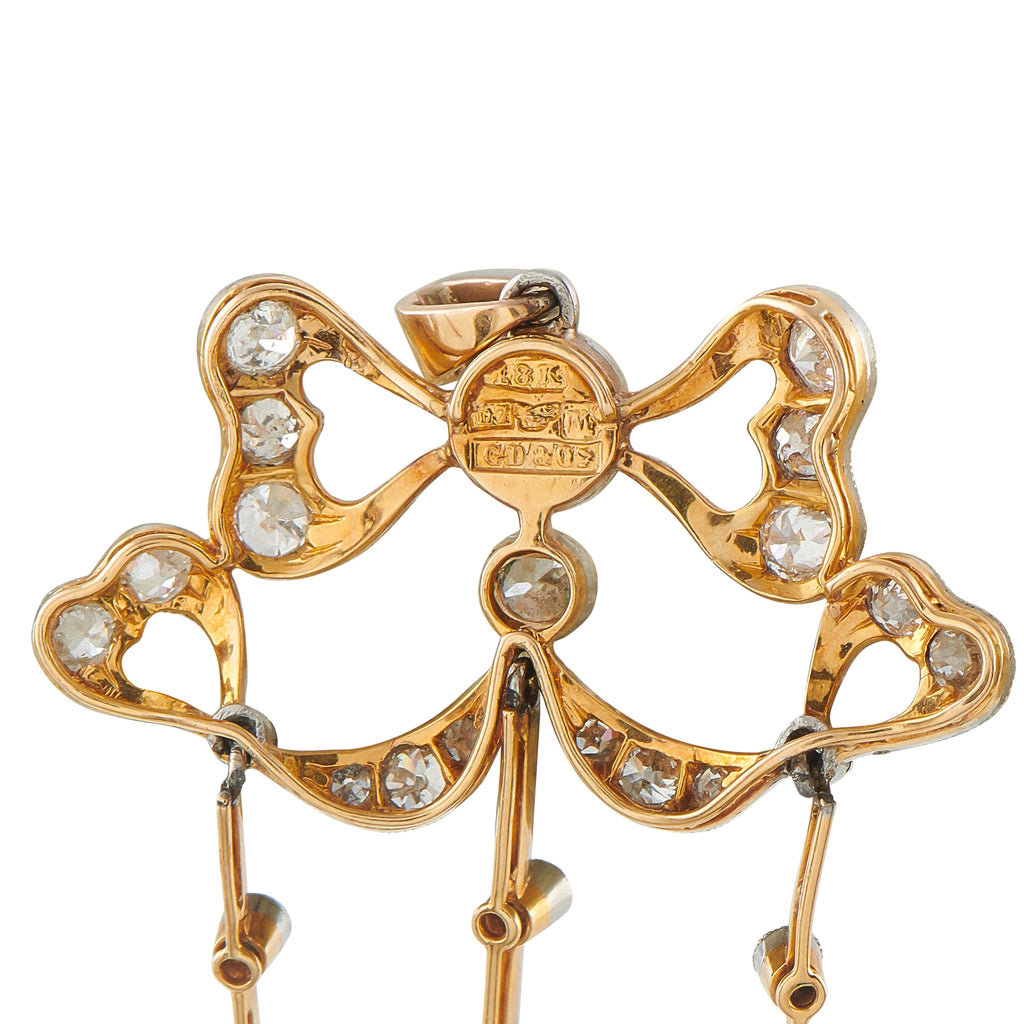 Gustav Dahlgren 18K Rose Gold and Silver 1.10ct Diamond and Pearl Pendant