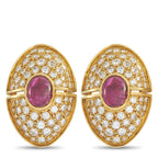 HARRY WINSTON 18K Yellow Gold 3.70ct Diamond and Ruby Clip-On Earrings