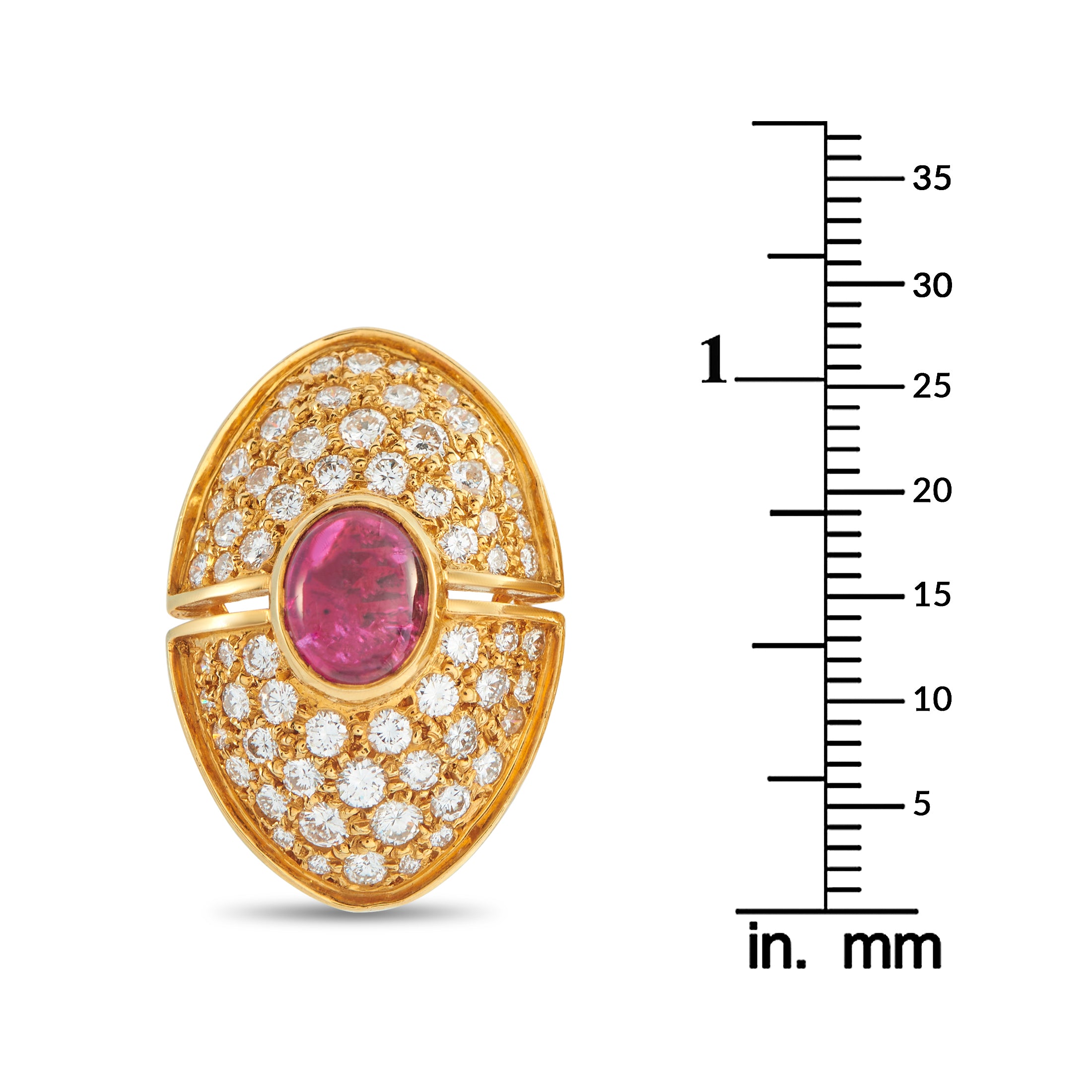 HARRY WINSTON 18K Yellow Gold 3.70ct Diamond and Ruby Clip-On Earrings