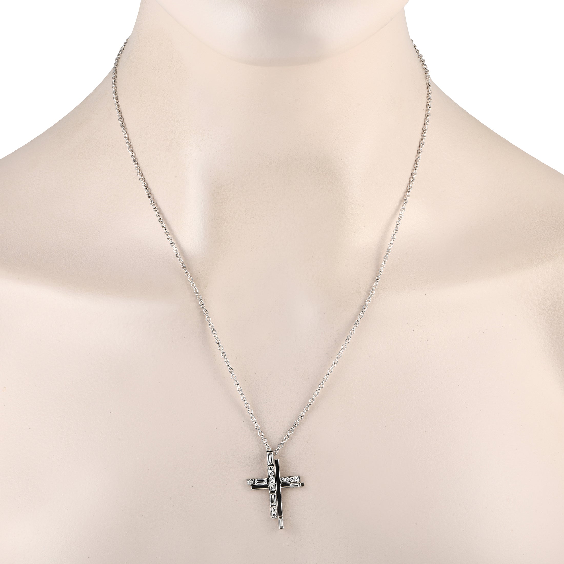 Harry Winston Symbols Platinum 0.72ct Diamond Cross Necklace