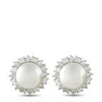 Harry Winston Platinum 3.20ct Diamond and Pearl Earrings