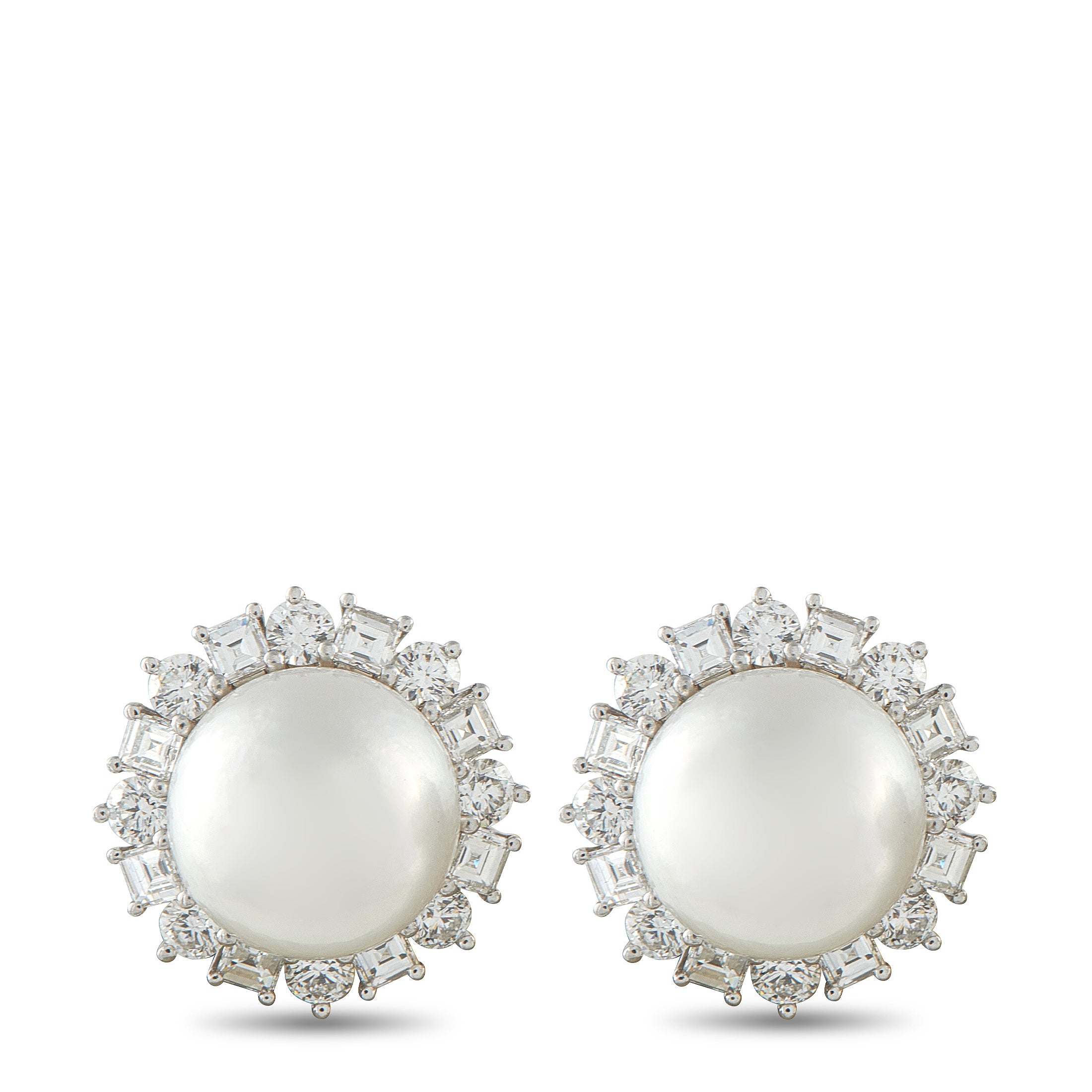 Harry Winston Platinum 3.20ct Diamond and Pearl Earrings