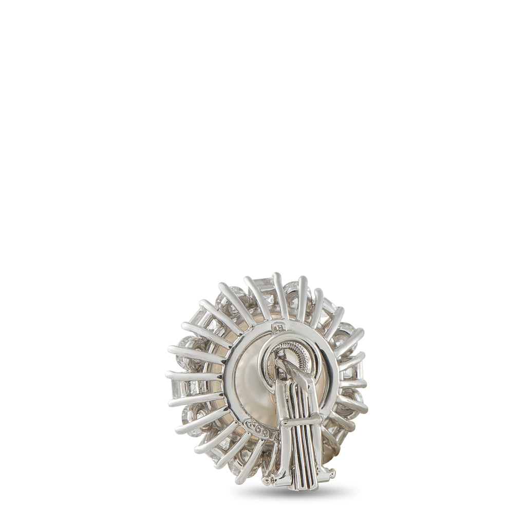Harry Winston Platinum 3.20ct Diamond and Pearl Earrings