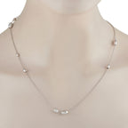 Hasba18K White Gold 0.85ct Diamond Bead Long Necklace