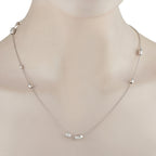 Hasba 18K White Gold 0.85ct Diamond Bead Long Necklace