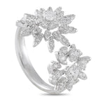 Hearts on FireAerial 18K White Gold 0.83ct Diamond Double Sunburst Ring – A pair of dazzling sun-shaped motifs take center st