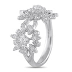 Hearts on FireAerial 18K White Gold 0.83ct Diamond Double Sunburst Ring