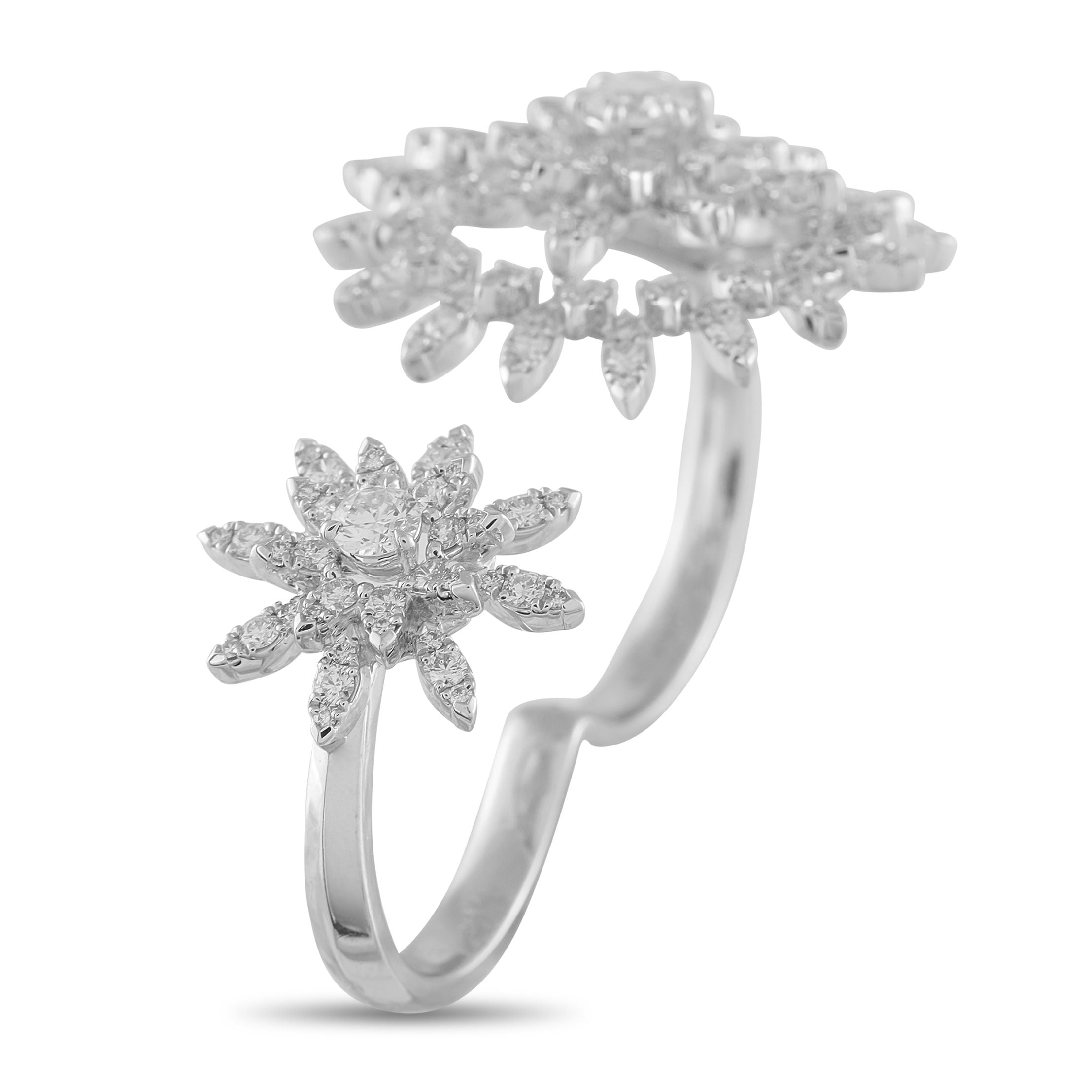 Hearts on FireAerial 18K White Gold 1.40ct Diamond Sunburst Double Finger Ring