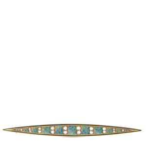 Henri Dubret 18K Yellow Gold Diamond and Enamel French Art Nouveau Brooch